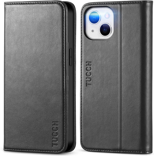 Case Wallet for Iphone 13 5G, PU Leather Flip Folio Cover with [3 Card Slots], Stand Book Design [Shockproof TPU Interior Case] Compatible with Iphone 13 6.1-Inch 2021, Black