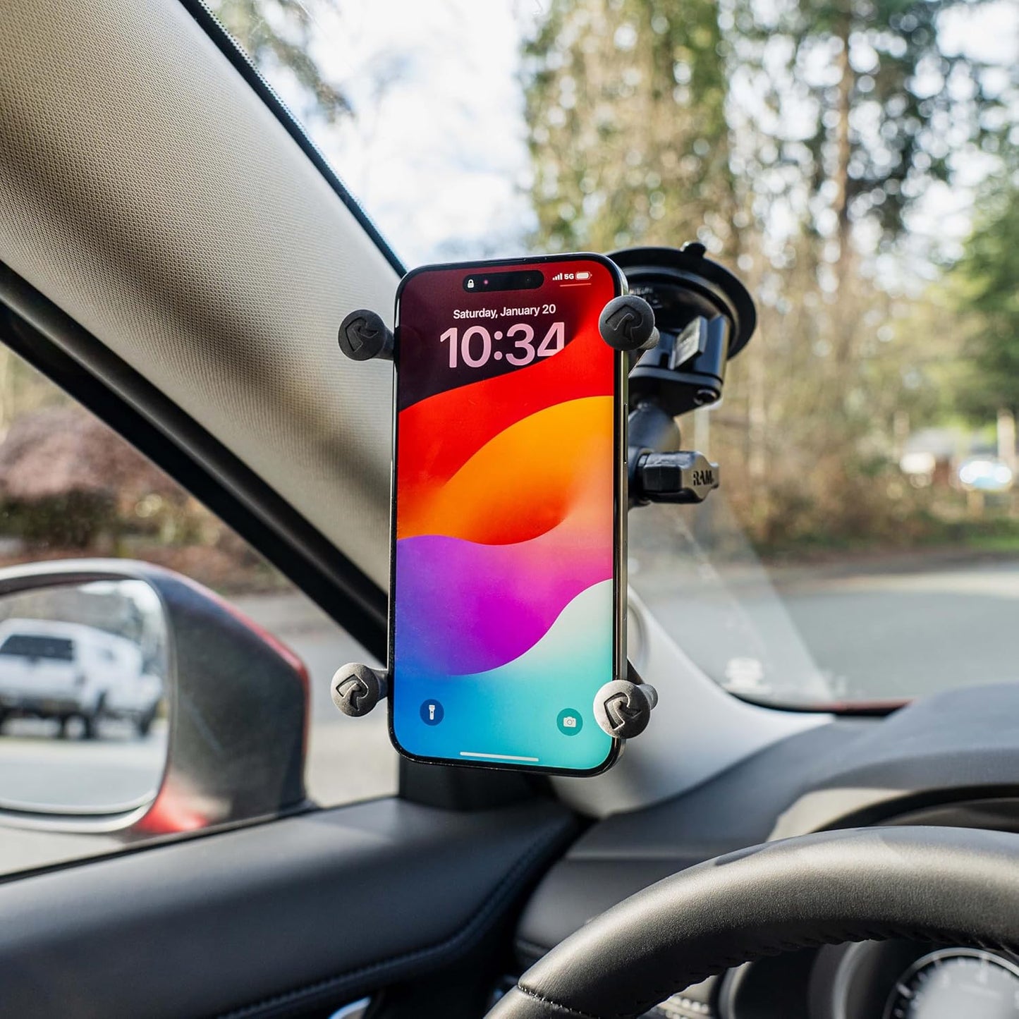 X-Grip Large Phone Mount with RAM Twist-Lock Suction Cup Base RAM-B-166-UN10U with Medium Arm for Vehicle Windshields