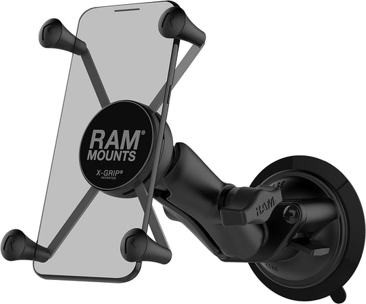 X-Grip Large Phone Mount with RAM Twist-Lock Suction Cup Base RAM-B-166-UN10U with Medium Arm for Vehicle Windshields